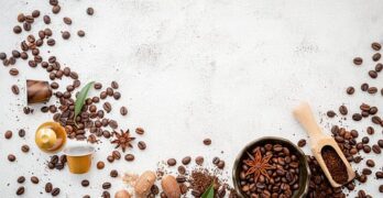 Coffee Beans, Flat Lay, Background, Wood